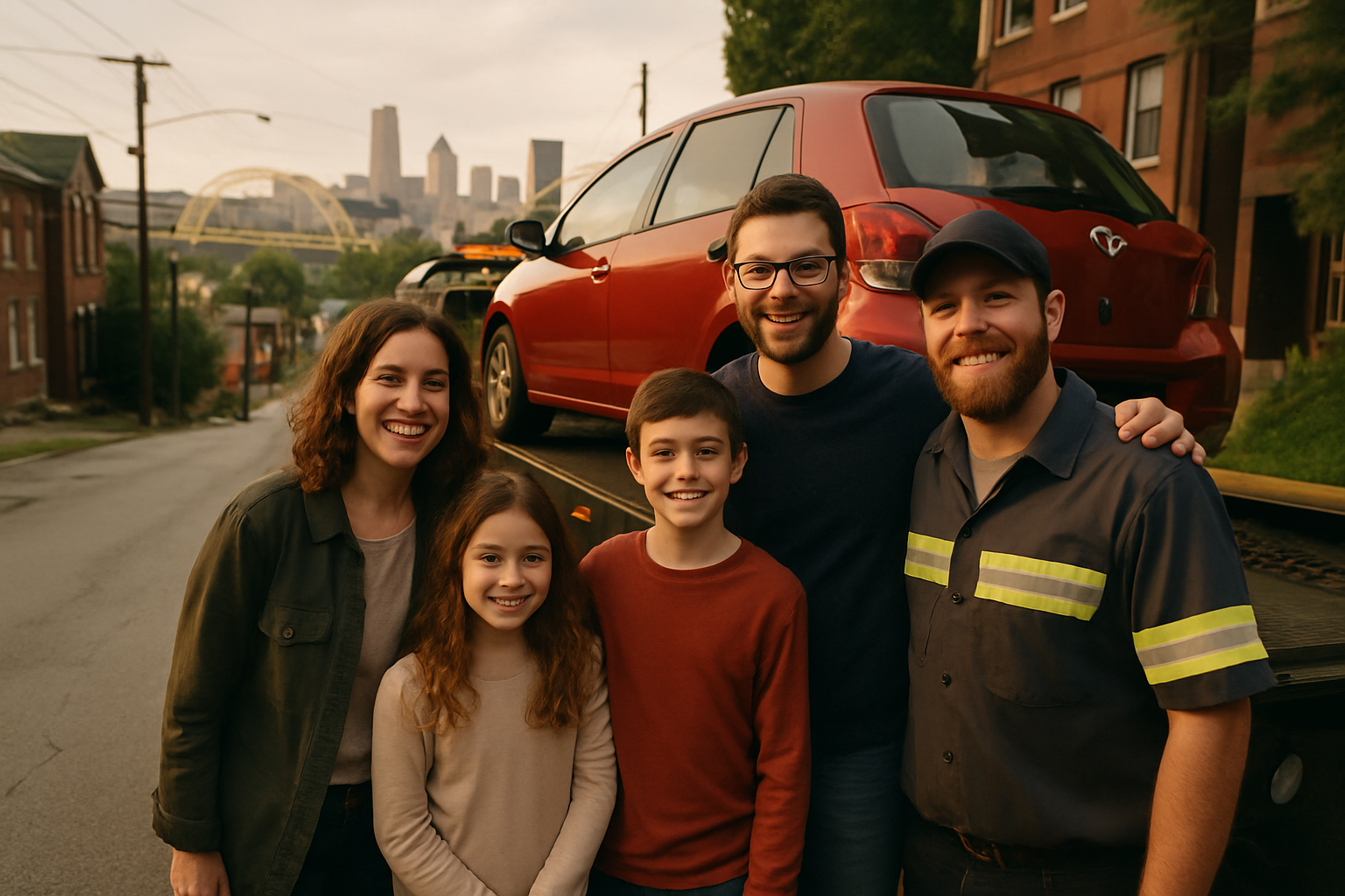 Vehicle donation moment in Pittsburgh